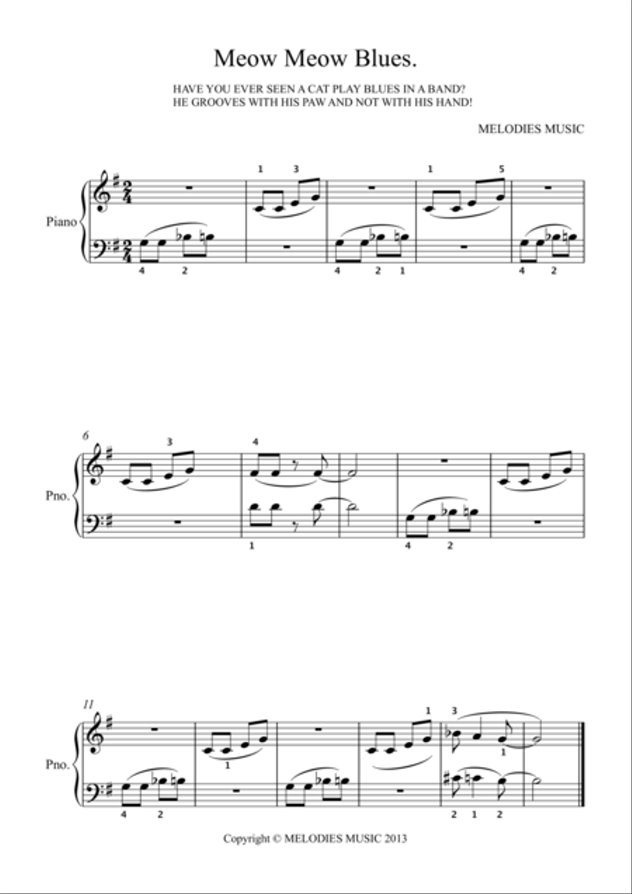MEOW MEOW BLUES Piano Solo scores gallery preview page 1