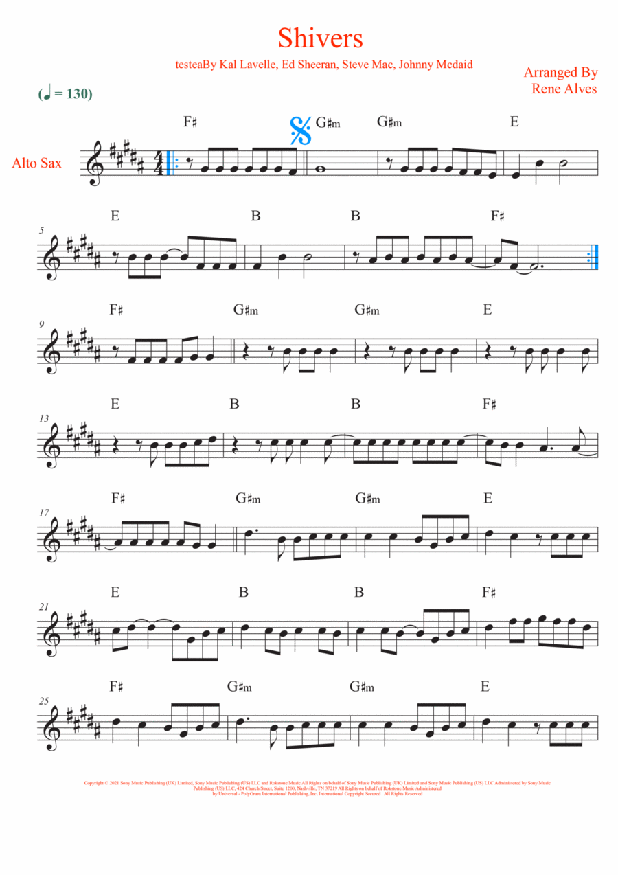 Shivers Alto Saxophone scores gallery preview page 1