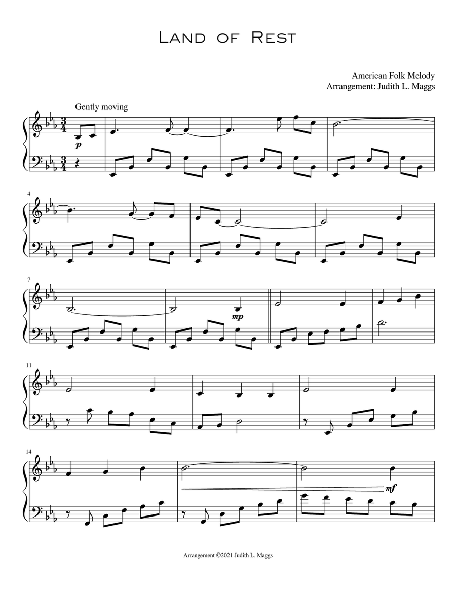 Land of Rest Piano Solo scores gallery preview page 1