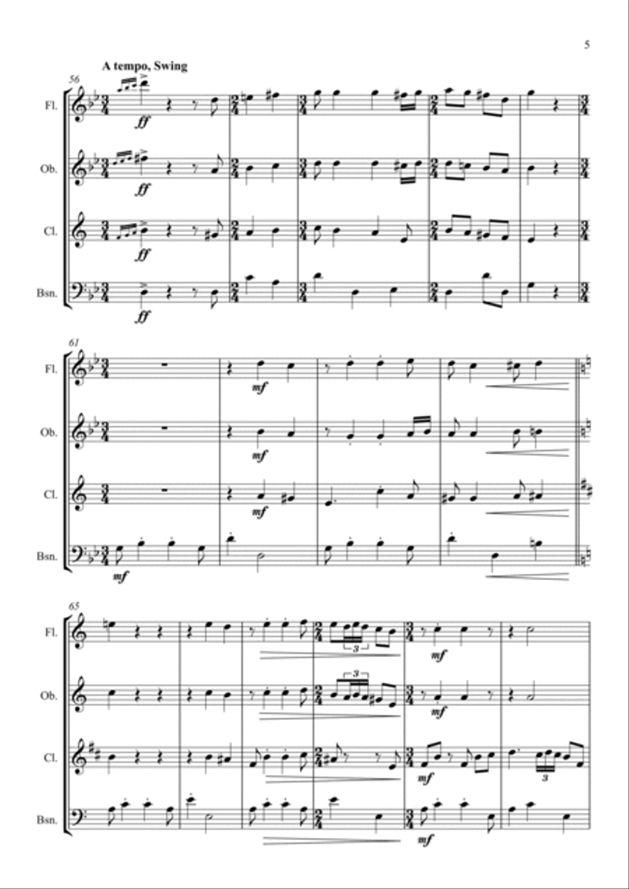 Hungarian Dance - in a Jazz Style - for Woodwind Quartet Woodwind Quartet scores gallery preview page 5