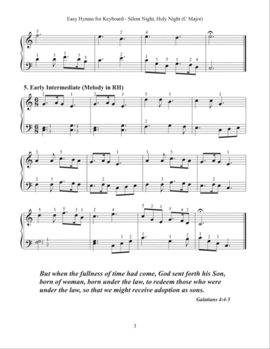Silent Night, Holy Night (Easy Hymns for Keyboard) Piano Method scores gallery preview page 5