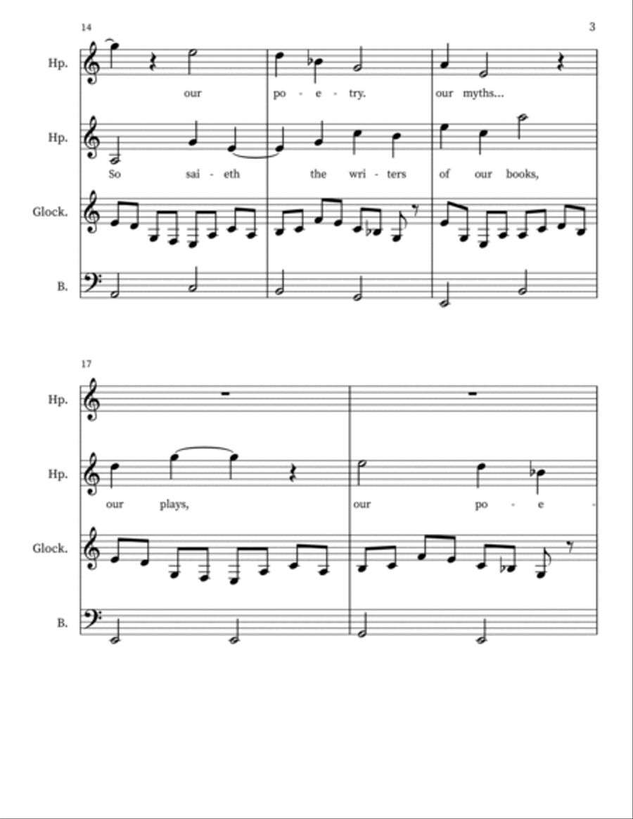 20081988, for harps, glockenspiel & upright bass Double Bass scores gallery preview page 3