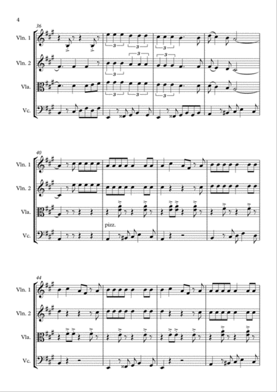 All About That Bass String Quartet scores gallery preview page 4