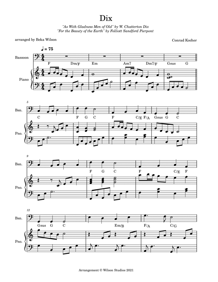 For the Beauty of the Earth--bassoon solo Bassoon Solo scores gallery preview page 1