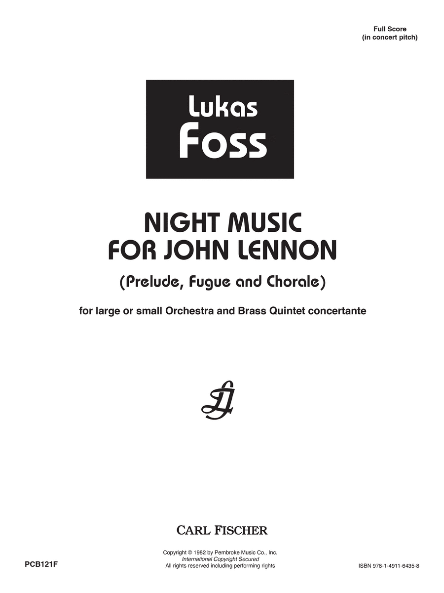 Lukas Foss: Night Music For John Lennon