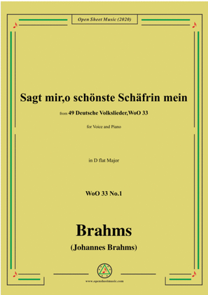Book cover for Brahms-Sagt mir,o schönste Schäfrin mein,WoO 33 No.1,in D flat Major