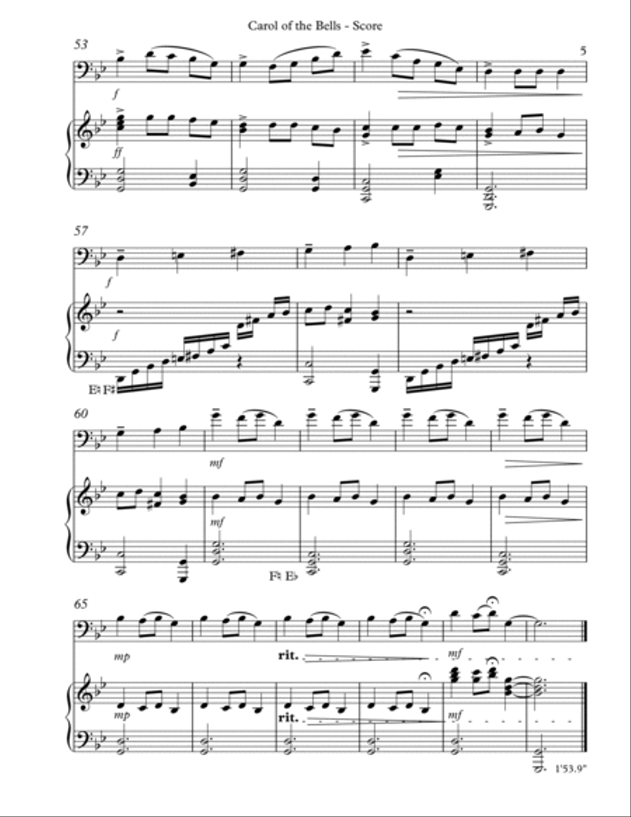 Carol of the Bells, Duet for Bassoon and Pedal Harp image number null