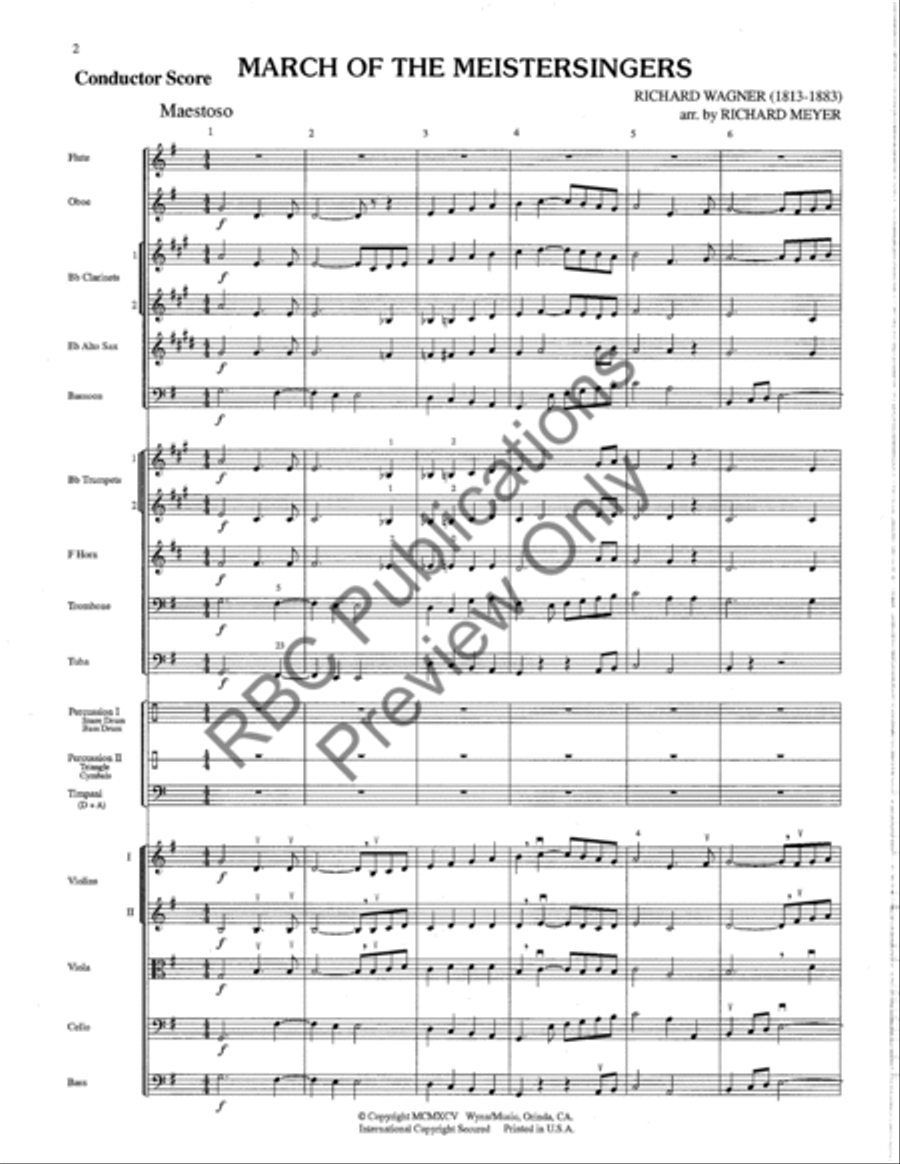 March Of The Meistersingers (Score) by Richard Wagner Full Orchestra - Sheet Music page 3
