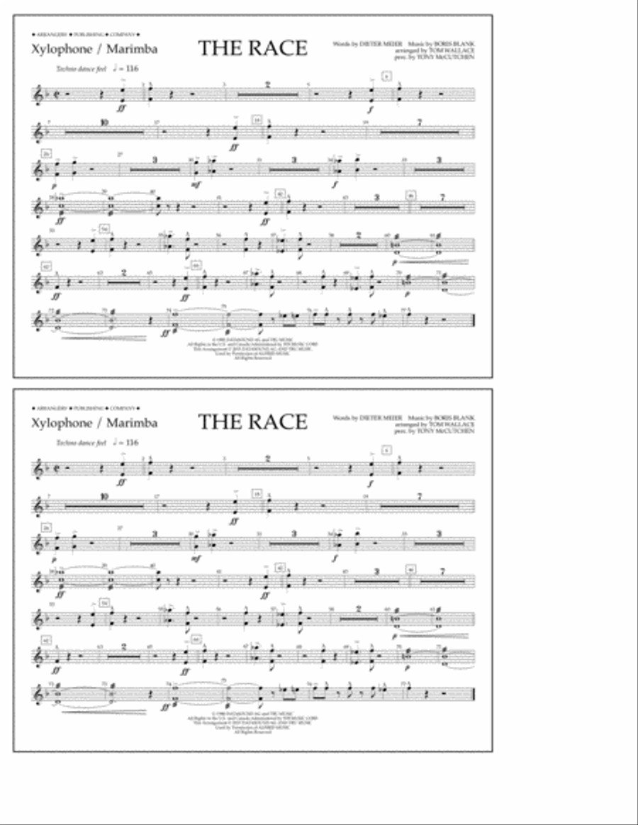 The Race - Xylophone/Marimba Marching Band scores gallery preview page 1