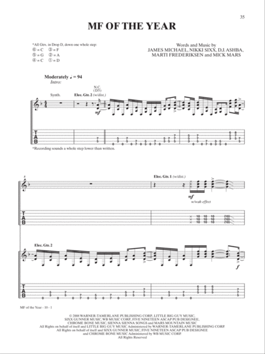 Mother F***er of the Year Guitar Tablature scores gallery preview page 1