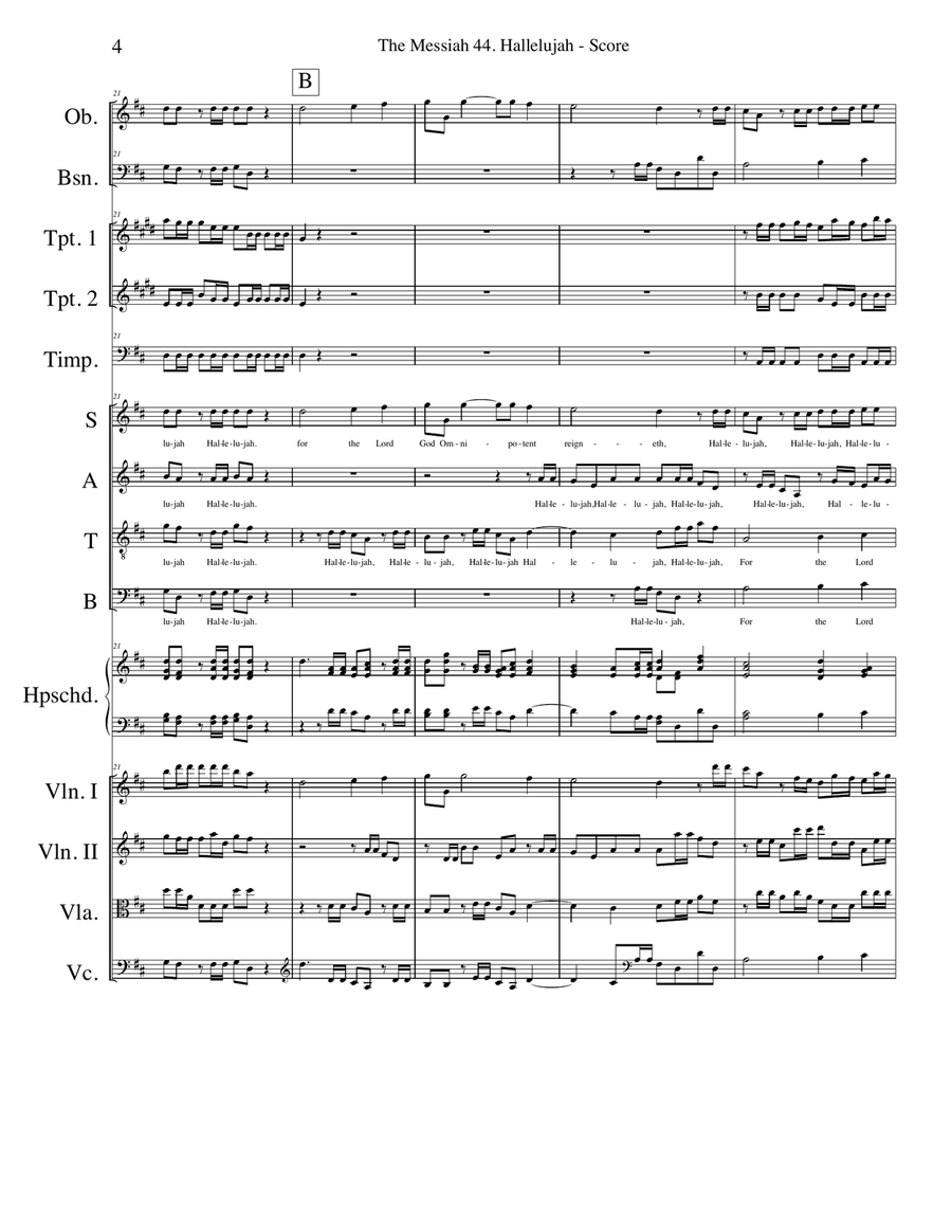 Hallelujah from The Messiah for Choir and Chamber Orchestra 4-Part scores gallery preview page 4