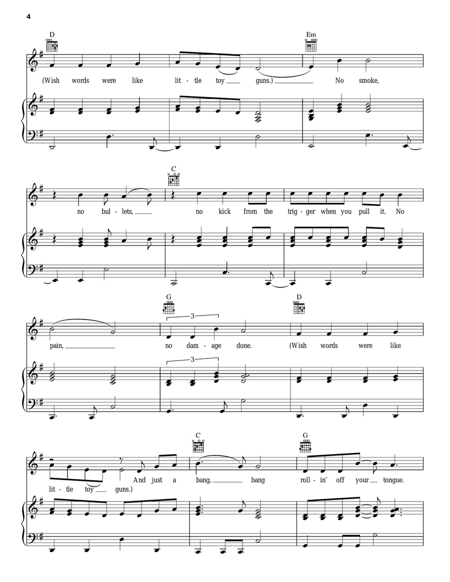 Little Toy Guns Piano, Vocal, Guitar scores gallery preview page 4