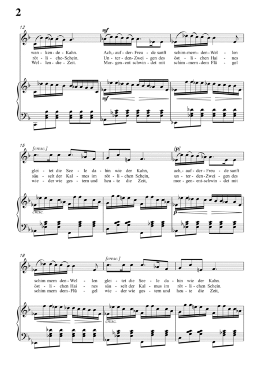 Schubert-Auf dem Wasser zu singen inF for Vocal and Piano Voice scores gallery preview page 3