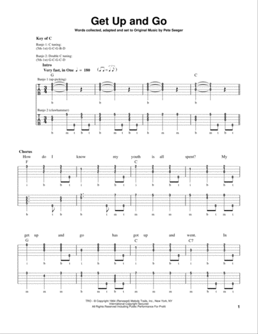 Get Up And Go Banjo scores gallery preview page 1