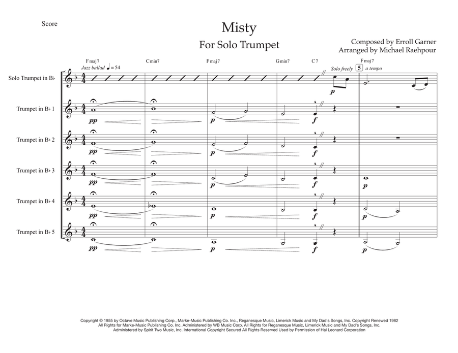 Misty Trumpet Solo scores gallery preview page 1