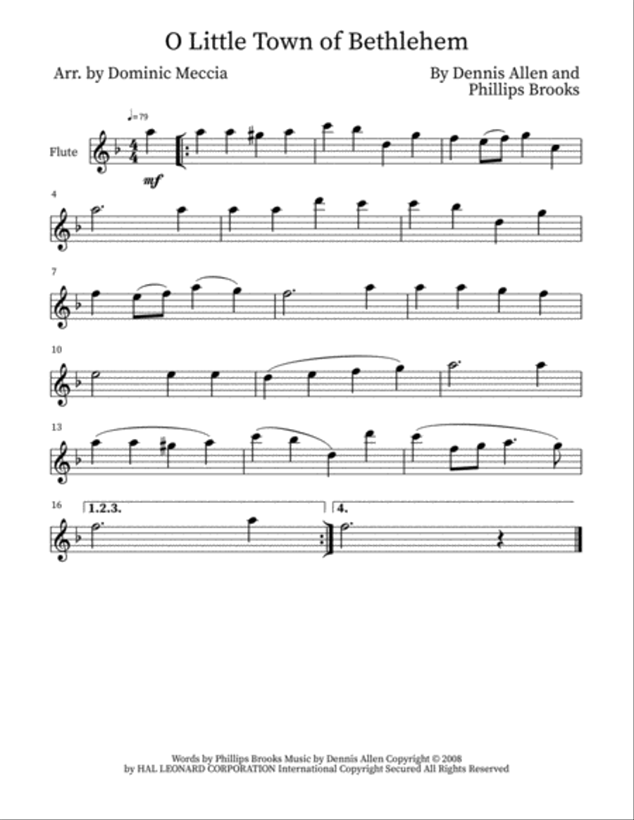 O Little Town Of Bethlehem Woodwind Quartet scores gallery preview page 3