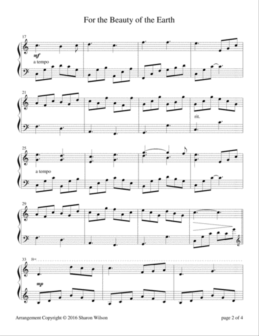 For the Beauty of the Earth Piano Solo scores gallery preview page 2
