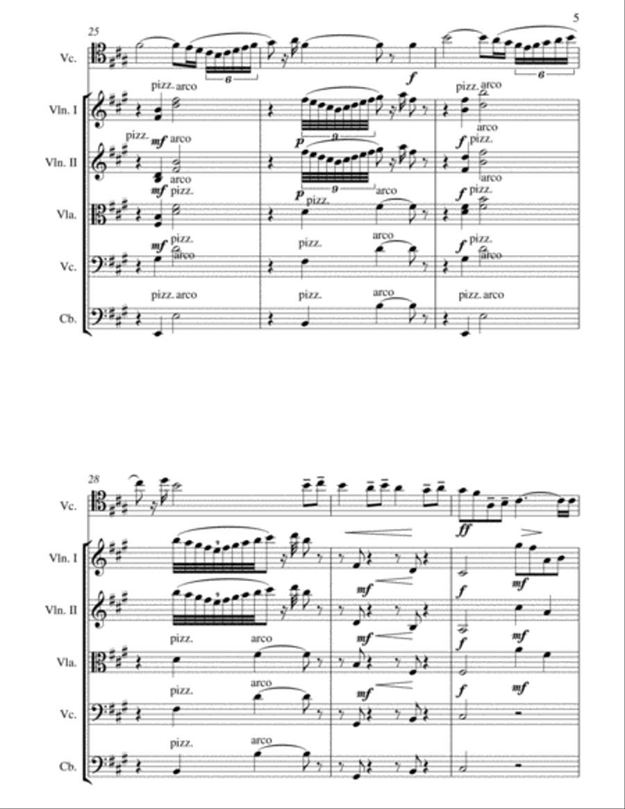 Glazunov: Chant du Menestrel Op.71 for Cello Solo and String Orchestra String Orchestra scores gallery preview page 5