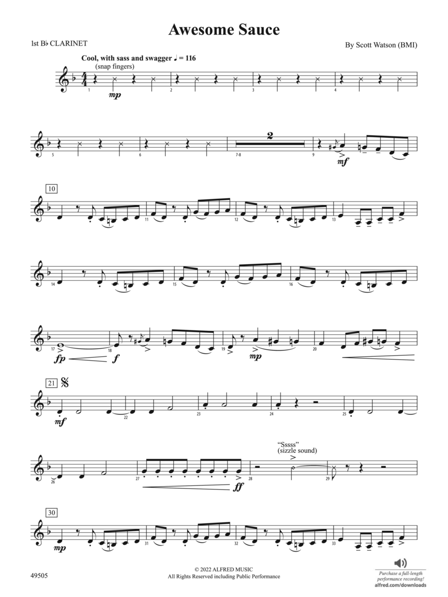 Awesome Sauce: 1st B-flat Clarinet Concert Band scores gallery preview page 1