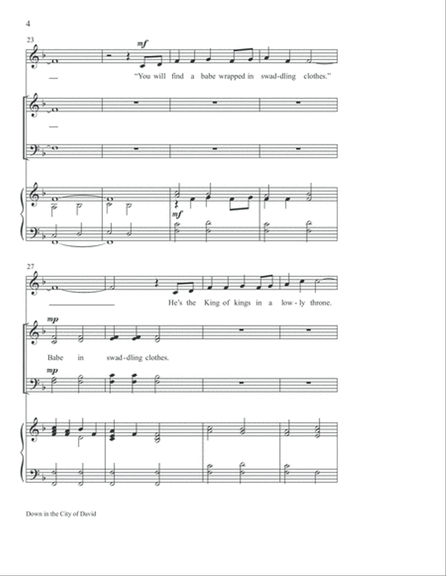 Down in the City of David 4-Part scores gallery preview page 5