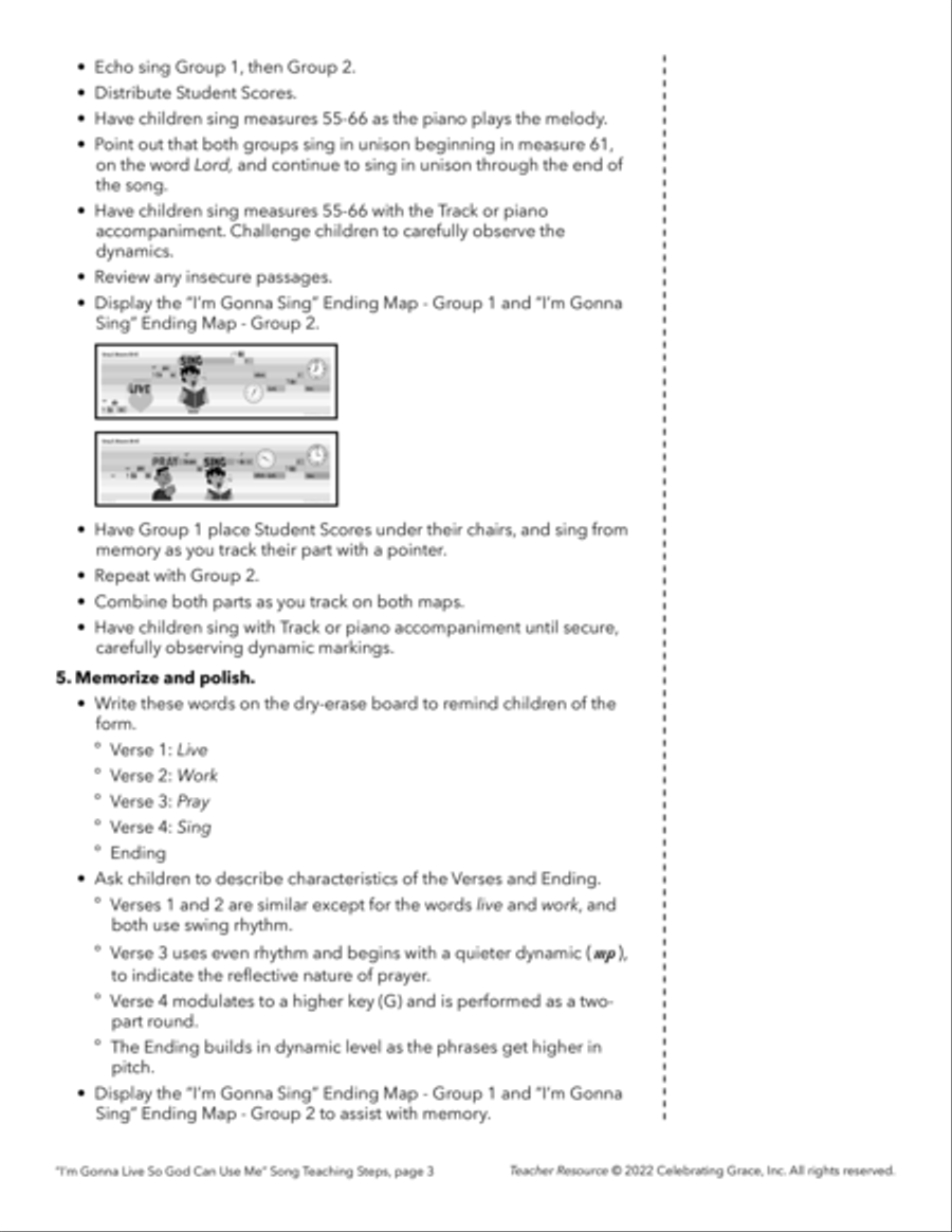 I'm Gonna Live So God Can Use Me (Teacher Resource) Unison Choir scores gallery preview page 3