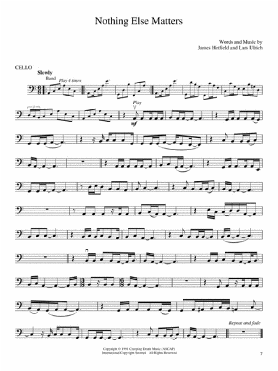 Best of Metallica for Cello Cello scores gallery preview page 4