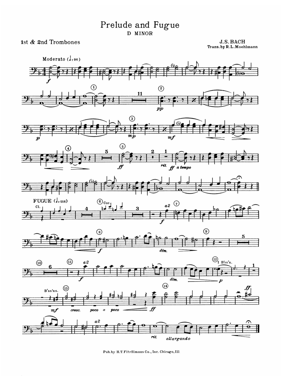 Prelude and Fugue in D minor: 1st & 2nd Trombones