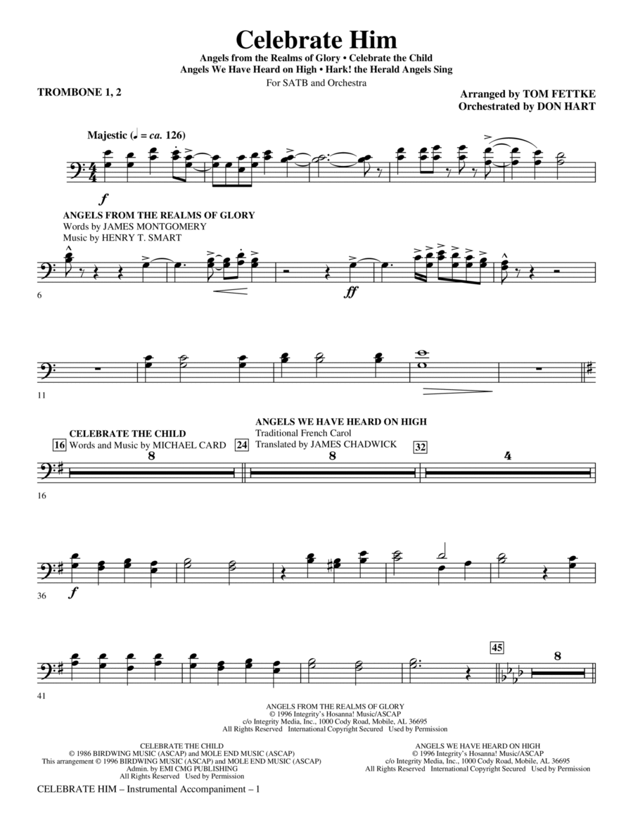 Celebrate Him (Medley) - Trombone 1 & 2 Choir scores gallery preview page 1
