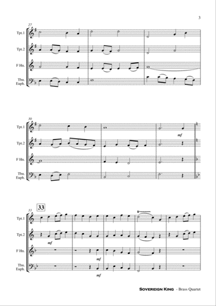 Sovereign King - Brass Quartet Score and Parts PDF Brass Quartet scores gallery preview page 4