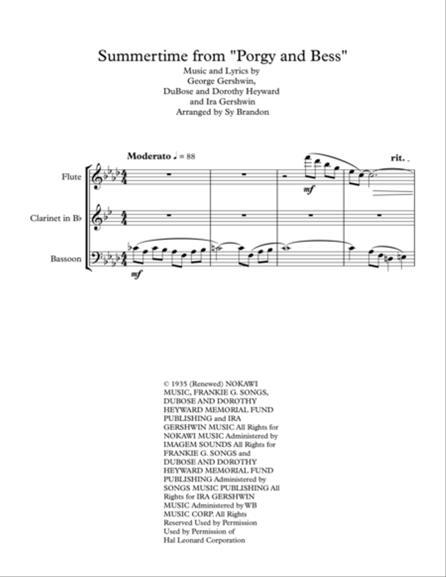 Summertime Woodwind Trio scores gallery preview page 1