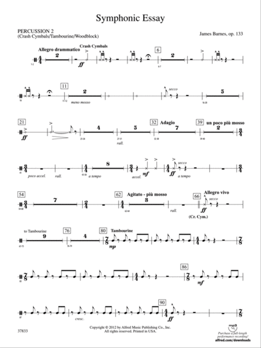 Symphonic Essay: 2nd Percussion Concert Band scores gallery preview page 1