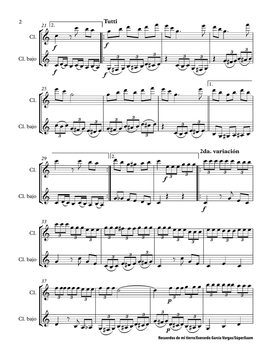 Memories of my Land - Duo for Clarinets Clarinet Duet scores gallery preview page 6