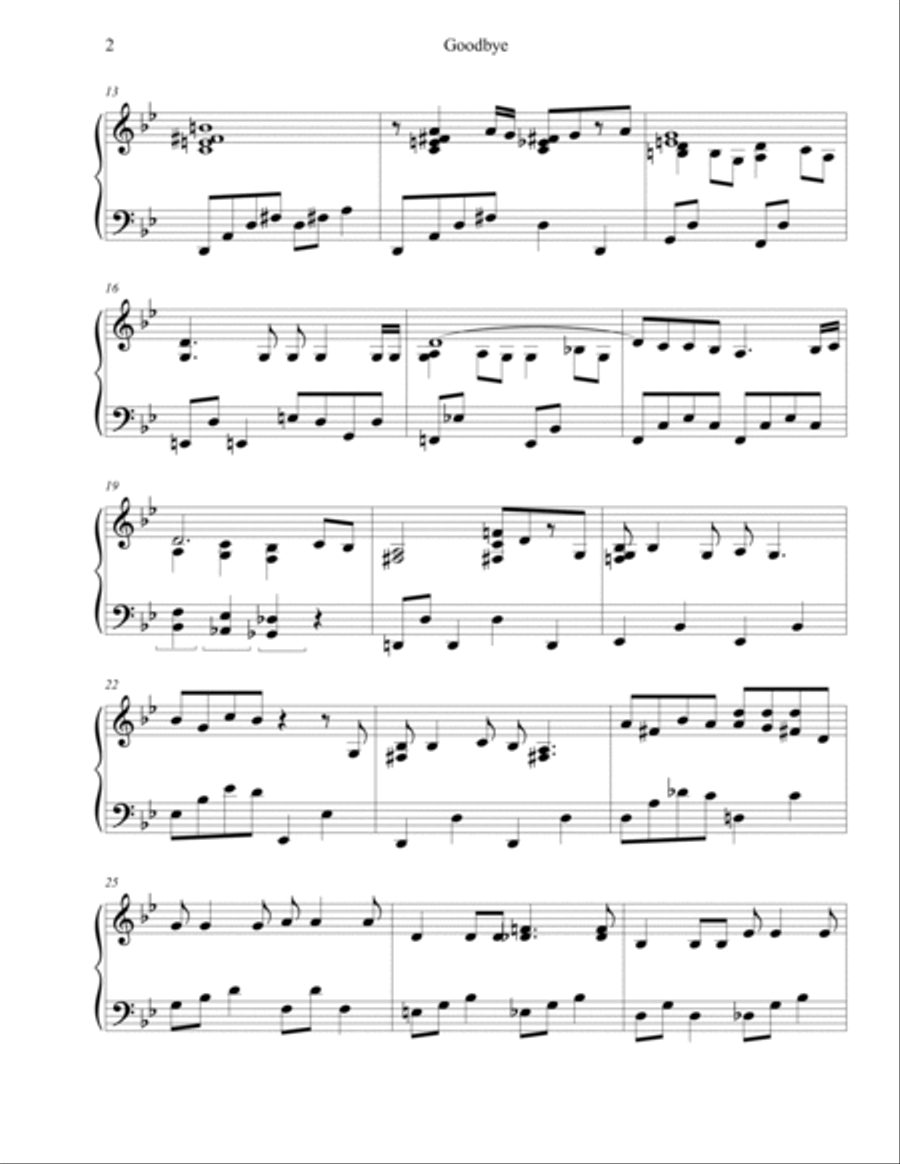 Goodbye Piano Solo scores gallery preview page 2