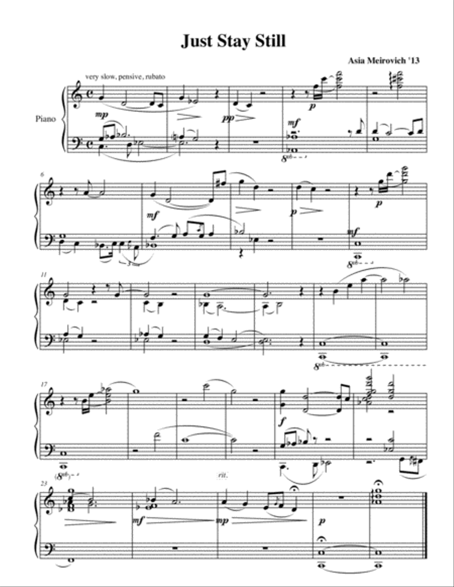 Just Stay Still Piano Solo scores gallery preview page 1