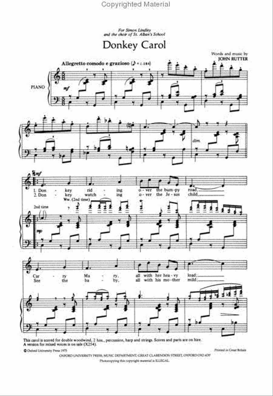 Donkey Carol Unison Choir scores gallery preview page 2