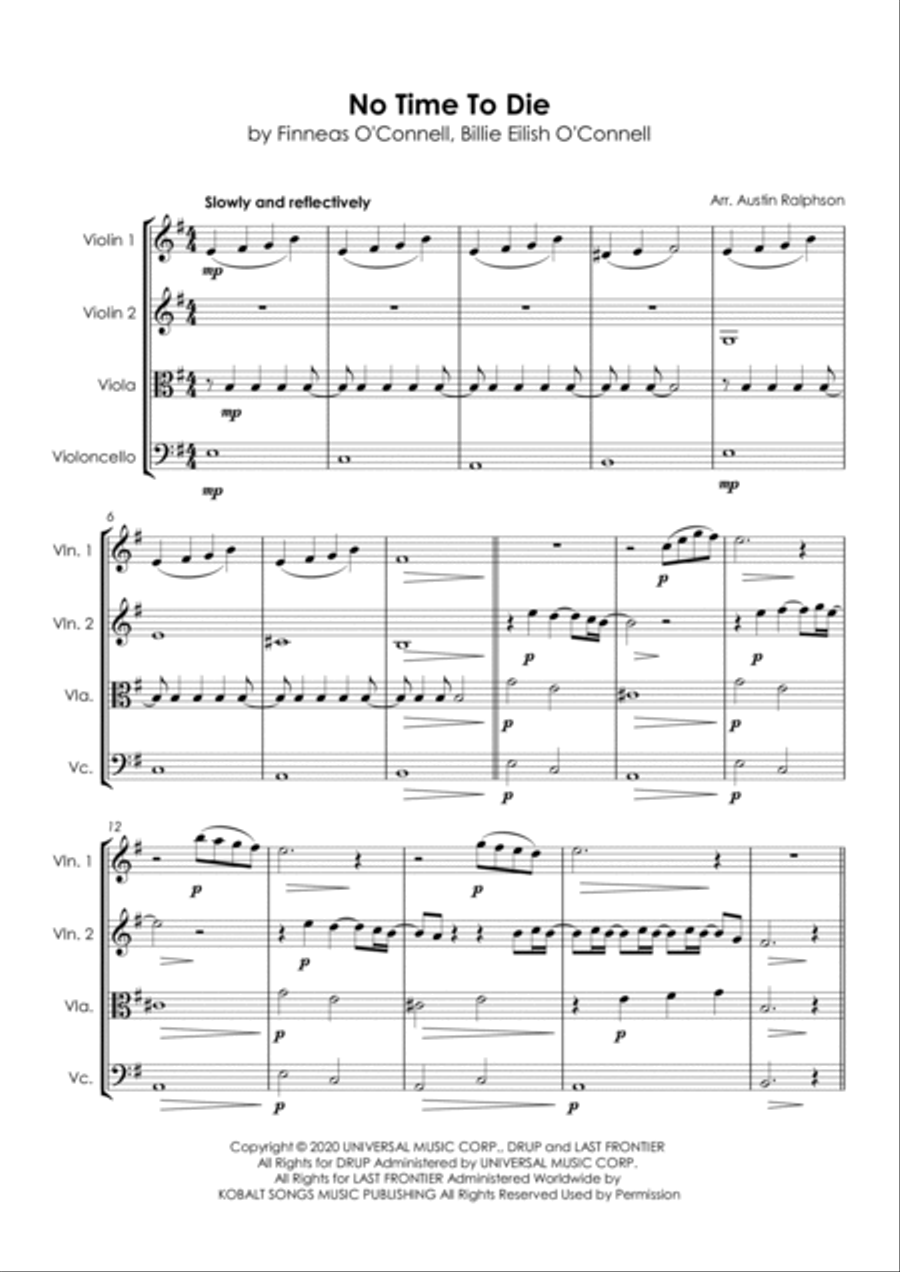 No Time To Die String Quartet scores gallery preview page 5