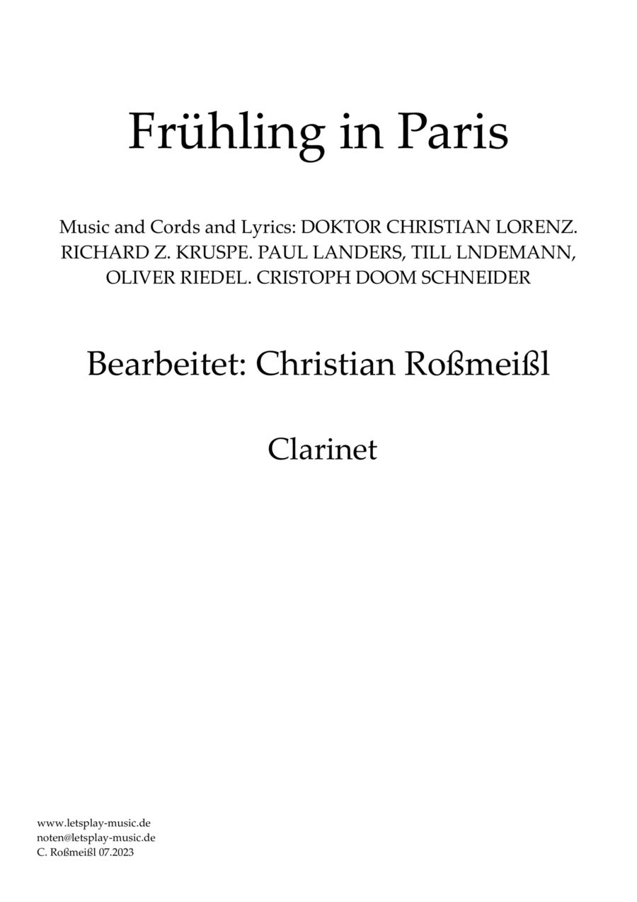 Fruehling In Paris B-Flat Clarinet scores gallery preview page 1