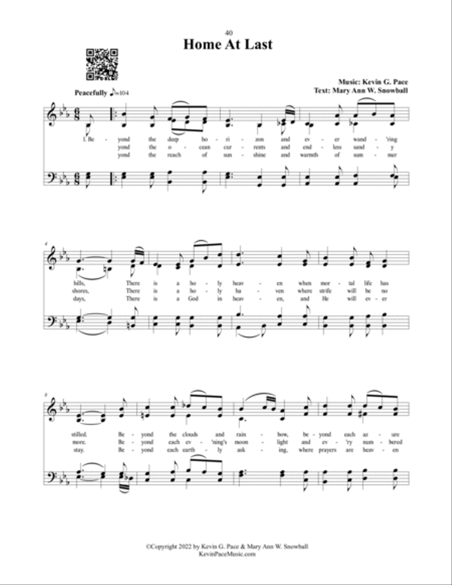 Home At Last, a sacred hymn 4-Part scores gallery preview page 2
