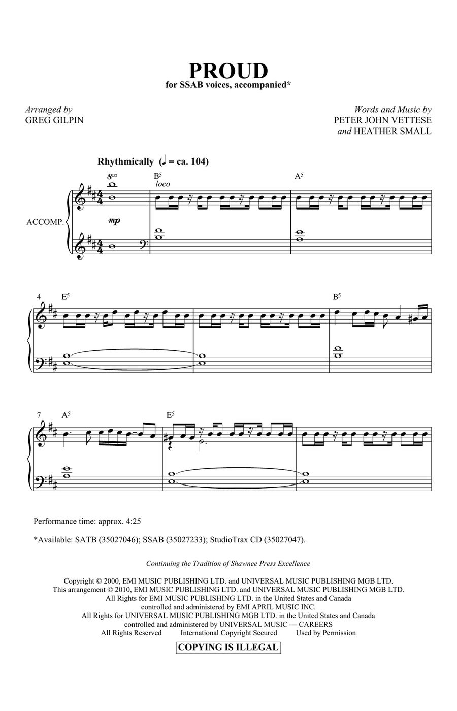 Proud (arr. Greg Gilpin) Choir scores gallery preview page 1