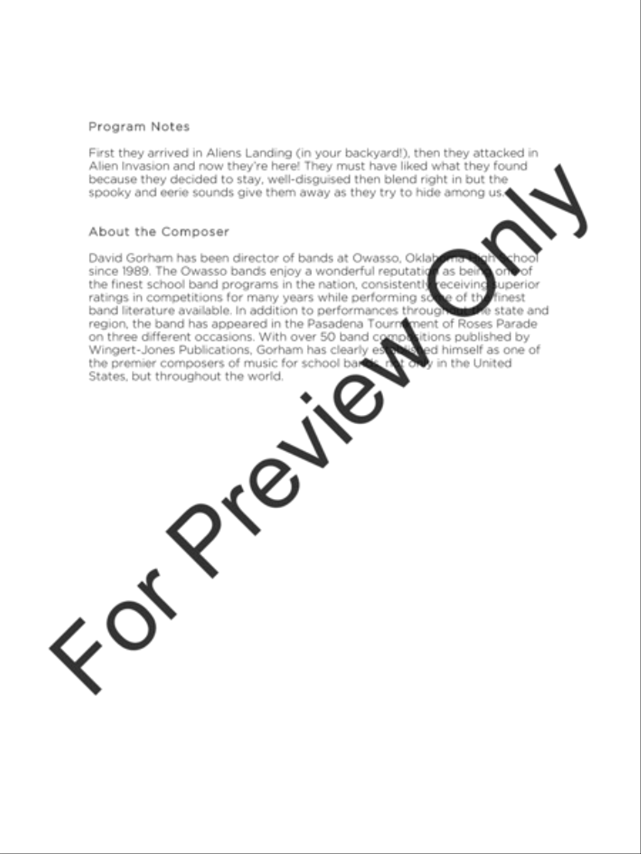 Aliens Among Us Concert Band scores gallery preview page 3