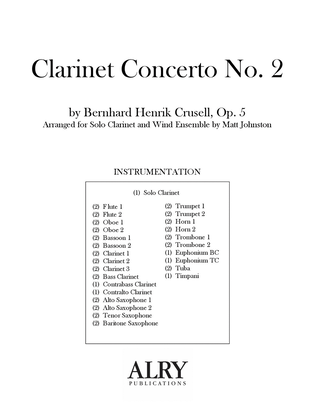 Book cover for Clarinet Concerto No. 2, Op. 5 for Clarinet and Concert Band