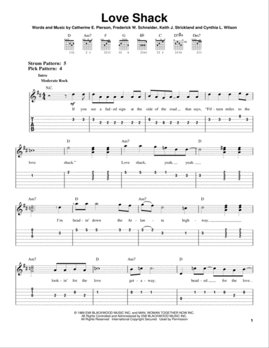 Love Shack Love Shack Acoustic Guitar scores gallery preview page 1