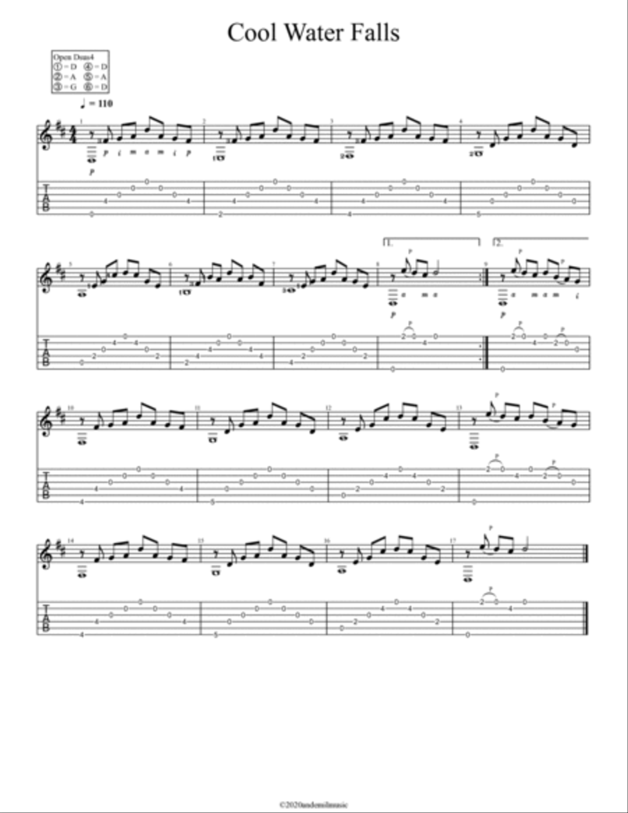 Five Etudes in DADGAD Tuning Classical Guitar scores gallery preview page 3