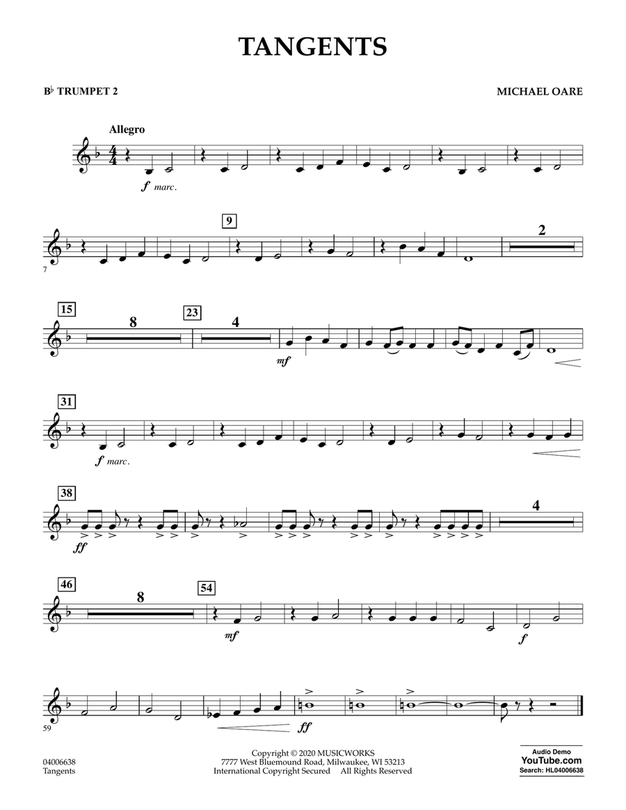 Tangents - Bb Trumpet 2 Tangents - Bb Trumpet 2 Concert Band scores gallery preview page 1