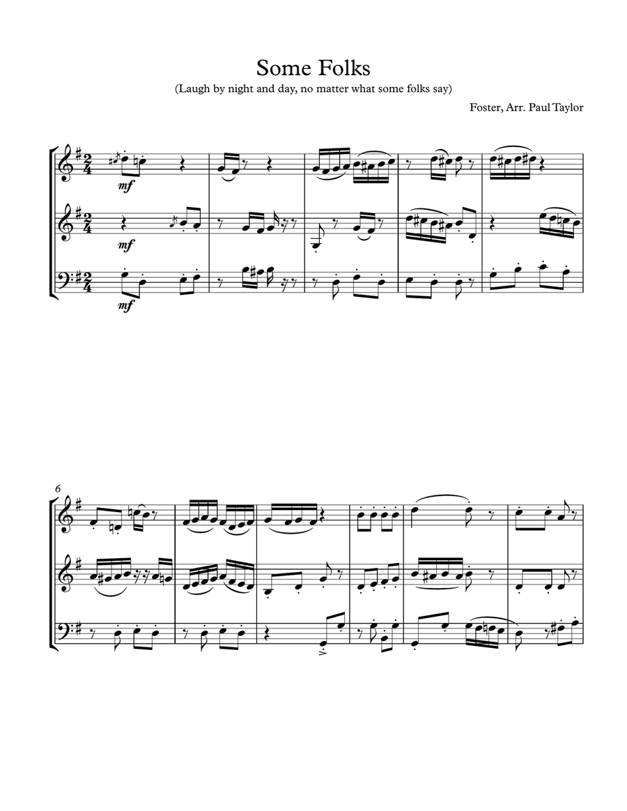Some Folks (WW trio--2 clarinets and bassoon) Woodwind Trio scores gallery preview page 1