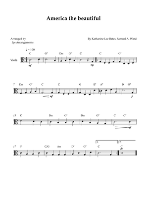 America The Beautiful - Viola solo (+ CHORDS)