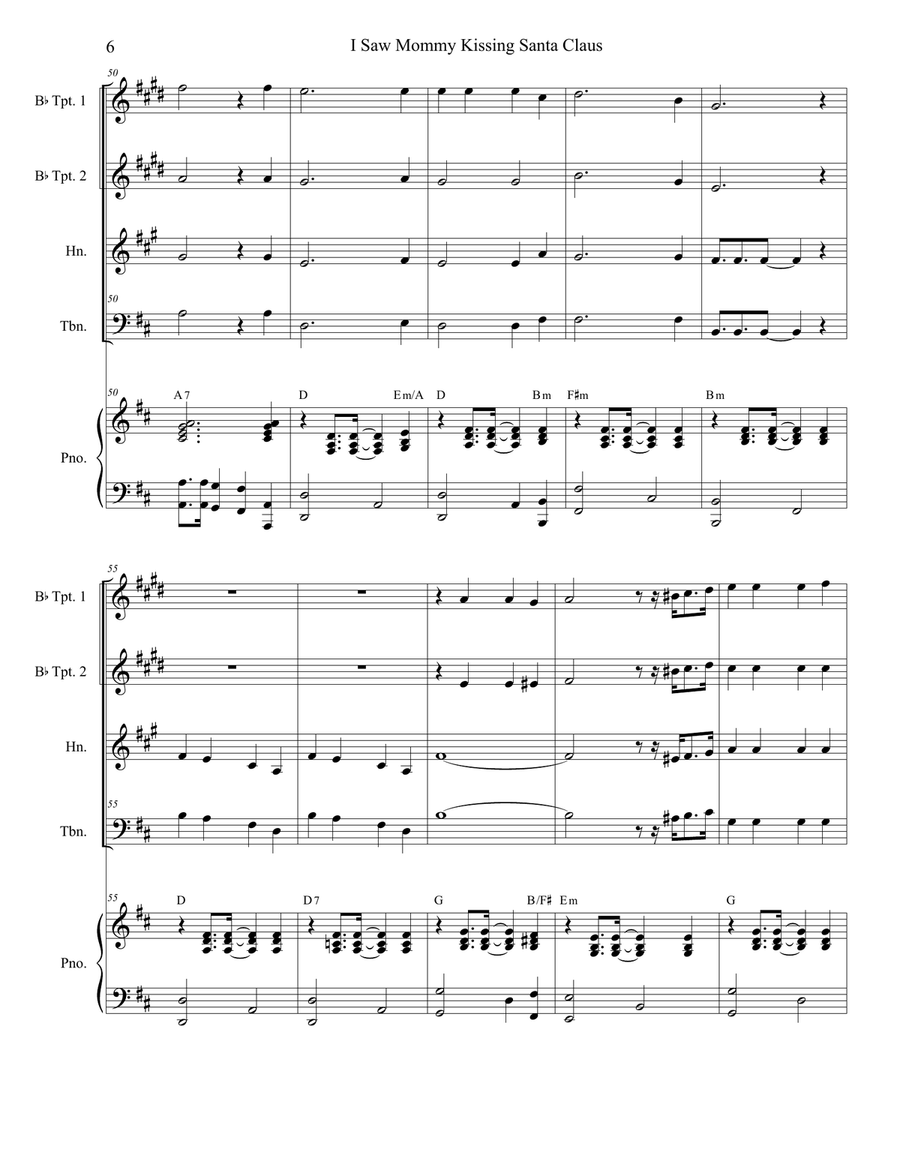 I Saw Mommy Kissing Santa Claus Brass Quartet scores gallery preview page 6