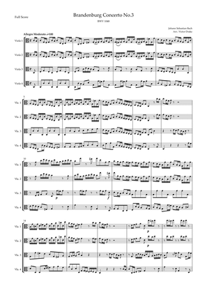 Book cover for Brandenburg Concerto No. 3 in G major, BWV 1048 1st Mov. (J.S. Bach) for Viola Quartet