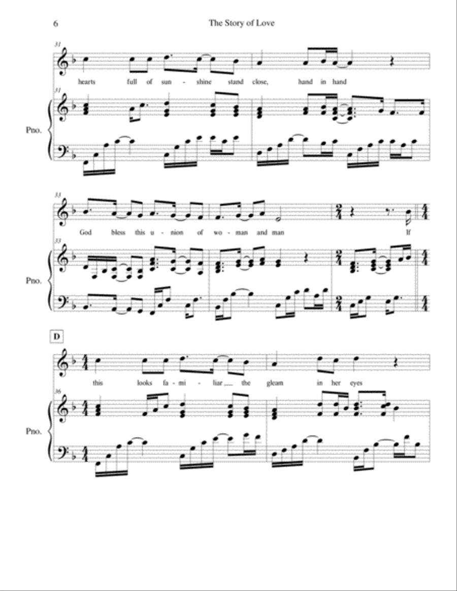 The Story of Love, a David Hayes Wedding Song Voice Solo scores gallery preview page 6