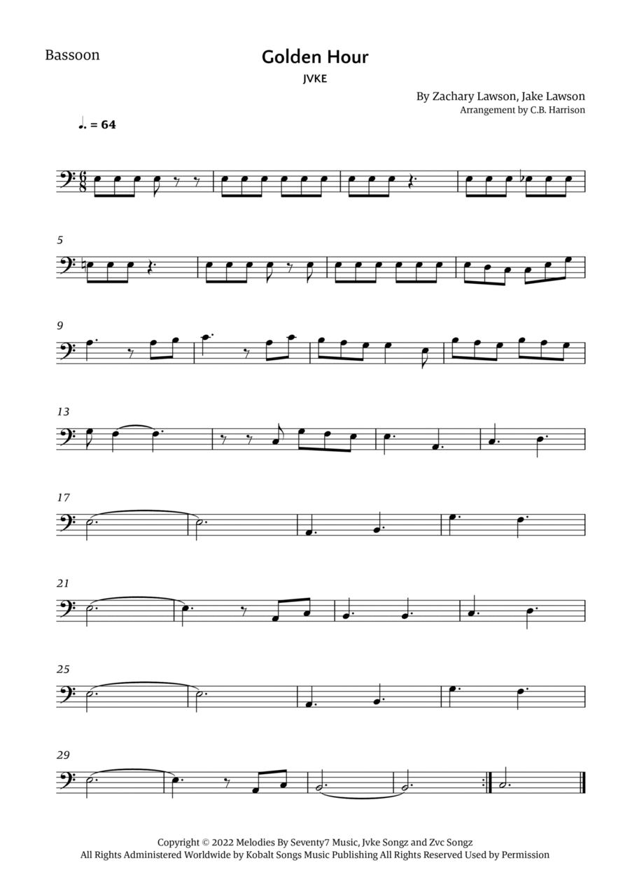 Golden Hour Bassoon Solo scores gallery preview page 1